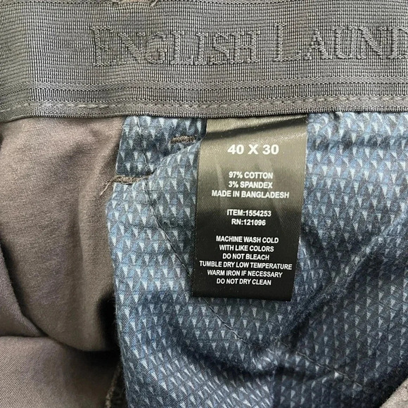 English Laundry Straight Leg chino Pants Men's 40x30 Gray Stretch Zipper Pocket - Picture 8 of 8